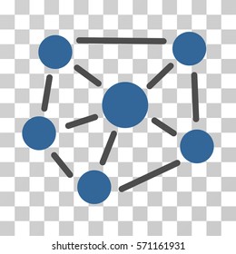 Social Graph icon. Vector illustration style is flat iconic bicolor symbol, cobalt and gray colors, transparent background. Designed for web and software interfaces.