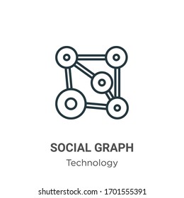 Social graph outline vector icon. Thin line black social graph icon, flat vector simple element illustration from editable technology concept isolated stroke on white background