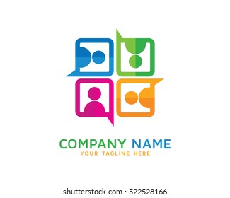 Social Group Chat Logo Design Template