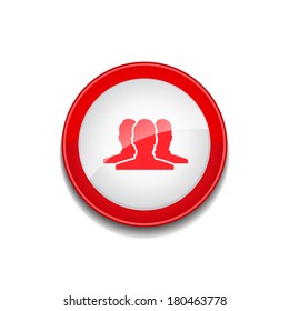 Social Group Circular Vector Red Web Icon Button