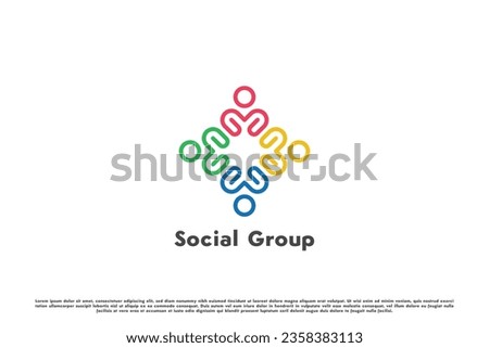 Social group community template logo design illustration. Silhouette of group of people different race ethnic culture. Consciousness human care icon symbol concept modern simple minimalist creative