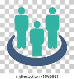 Social Group icon. Vector illustration style is flat iconic bicolor symbol, cobalt and cyan colors, transparent background. Designed for web and software interfaces.