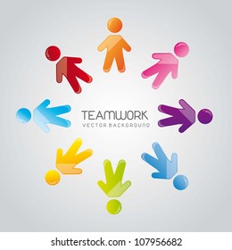 social group teamwork over gray background. vector illustration