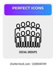 Social groups thin line icon. Modern vector illustration.