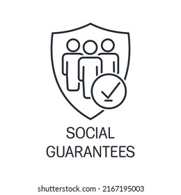 Garantías sociales. Icono lineal del vector aislado en fondo blanco