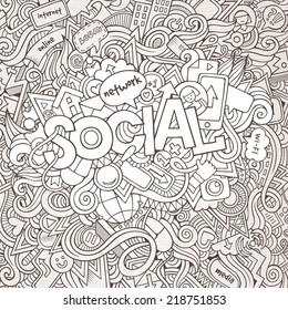 Social hand lettering and doodles elements background. Vector illustration