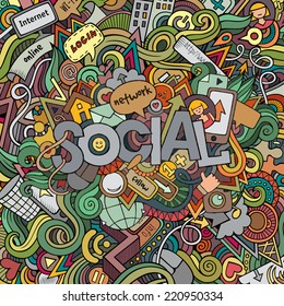 Social hand lettering and doodles elements background. Vector illustration
