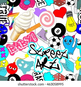 Social hand lettering and doodles elements background. Vector illustration