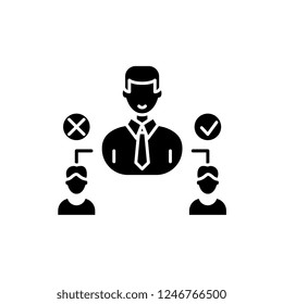Social hierarchy black icon, vector sign on isolated background. Social hierarchy concept symbol, illustration 