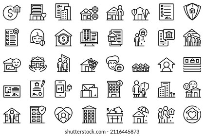 Social Housing Icon Outline Vector. Home Work. Safe House