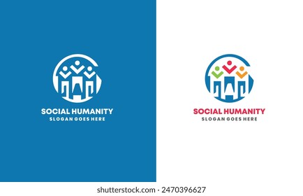 Social human community logo template. symbol for teamwork, social group, community.