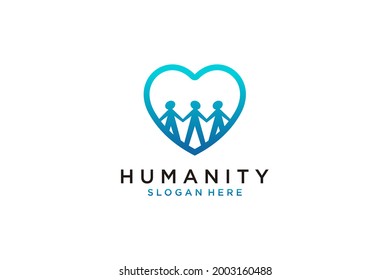 Social Humanity People Logo. Flat Vector Logo Design Template