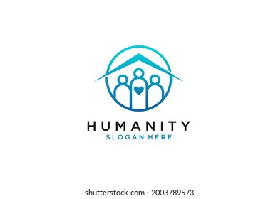 Social Humanity People Logo. Flat Vector Logo Design Template