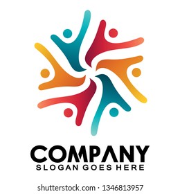 social humanity, reunion, unity, together, connection, teamwork, kids and adoption logo, relations logo design templates. - Vector