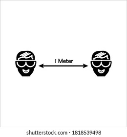 social icon distancing with two people apart, vector illustration