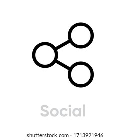 Social icon. Editable Vector Outline. Linear symbol share for suitable for use on web apps, mobile apps and print media. Single Pictogram.
