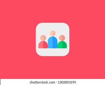 Social icon. Flat style design. User group network. Corporate team group. Community member icon. Business team work activity. Staff unity icon
