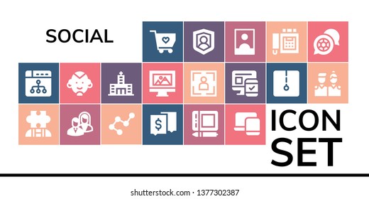 social icon set. 19 filled social icons.  Simple modern icons about  - Solidarity, Ux design, Autism, Business, Connection, Chat, Graphic tablet, Responsive, Man, Hospital, Web design