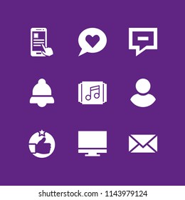 social icon set with email, chat and playlist vector icons for web and graphic design