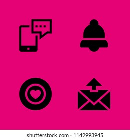social icon set. favorite, notification and smartphone vector icon for graphic design and web