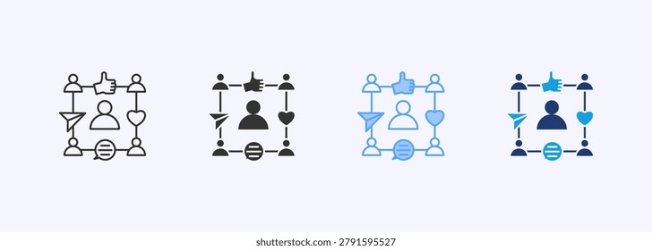 Social Icon Set Multiple Style Collection Illustration