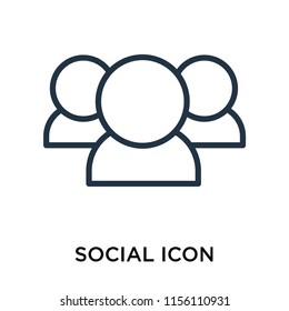 Social icon vector isolated on white background, Social transparent sign , thin symbol or stroke element design in outline style