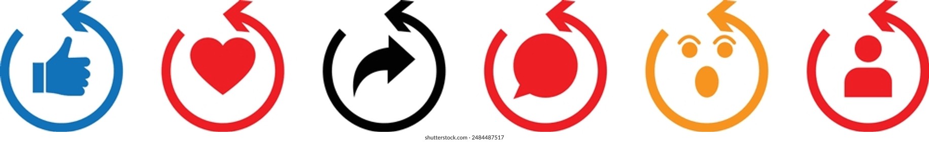 Social icon vector. Set of react icon. Social react icon on a transparent background. React icon