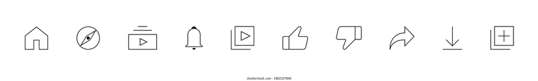 Iconos sociales. Iconos de vector social de línea en diseño lineal. Icono, aislado. Ilustración del vector