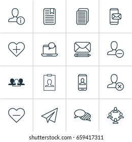 Social Icons Set. Collection Of Add To Favorites, Unfollow Icon, Note Page And Other Elements. Also Includes Symbols Such As Social, Pen, Card.