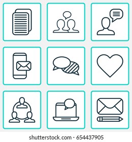 Social Icons Set. Collection Of Edit Mail, Speaking, Mail Notification And Other Elements. Also Includes Symbols Such As Conversation, Group, Write.
