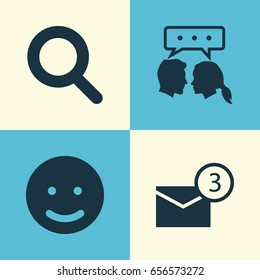 Social Icons Set. Collection Of Inbox, Conversation, Smile And Other Elements. Also Includes Symbols Such As Smile, Talking, Dialog.
