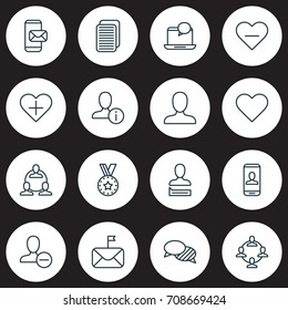 Social Icons Set. Collection Of Personal Data, Privacy Information, Significant And Other Elements. Also Includes Symbols Such As Unfollow, Feelings, Soul.