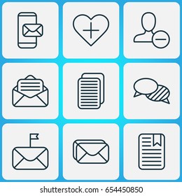 Social Icons Set. Collection Of Read Message, Mailbox, Add To Favorites And Other Elements. Also Includes Symbols Such As Page, Inbox, Envelope.