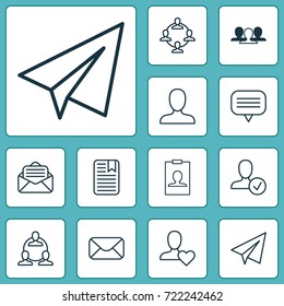 Social Icons Set. Collection Of Text Bubble, Message, Confirm And Other Elements. Also Includes Symbols Such As Correspondence, Profile, Open.