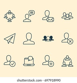 Social Icons Set. Collection Of Web Profile, Unity, Teamwork And Other Elements. Also Includes Symbols Such As Chatting, Insert, Group.