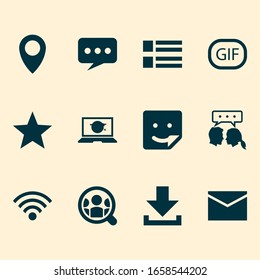 Social icons set with message, chat, form and other wireless connection elements. Isolated vector illustration social icons.