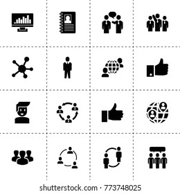 Social icons. vector collection filled social icons. includes symbols such as communication, businessmen communication, businessman group. use for web, mobile and ui design.