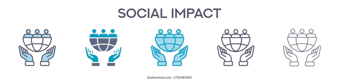 Social Impact Element For Design Graphic - Multi Styles. Vector Illustration Of Two Colored And Black. Multiple Icons Designs Can Be Used For Mobile, Ui, Web