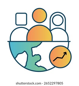 Impacto social - Globo com pessoas representando o efeito positivo da IA na sociedade e nas comunidades em todo o mundo. Ilustração vetorial