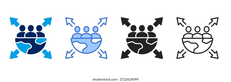 Conjunto de iconos de impacto social Colección de estilo diferente.