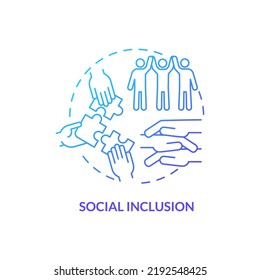 Social Inclusion Blue Gradient Concept Icon. Equal Opportunities In Society. LGBT Program Abstract Idea Thin Line Illustration. Isolated Outline Drawing. Myriad Pro-Bold Fonts Used