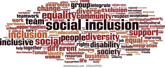 Social inclusion word cloud concept. Collage made of words about social inclusion. Vector illustration 