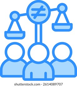 Social Inequality Icon Blue Color Vector Illustration