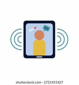 Icono plano de influencia social para el impacto, el alcance y la autoridad en línea en las redes sociales. Diseño plano limpio ideal para análisis de marketing, App, UI y plataformas digitales.