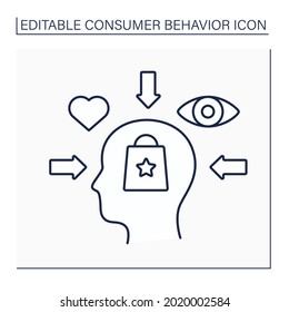 Social Influence Line Icon. Influence On Customers From Society. Reference Groups, Family, Role And Status In Life.Consumer Behavior Concept. Isolated Vector Illustration. Editable Stroke