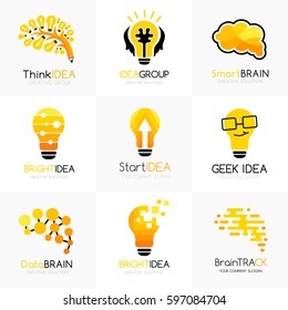 Social Innovation Logos Collection. Vector Illustration. Conceptual Icons For Learning, Creative Business, Innovation Brands, Science Forums And Chats