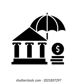 Social insurance black glyph icon. Public insurance program. Protection against economic risks. Payment for pensioners and low-income. Silhouette symbol on white space. Vector isolated illustration