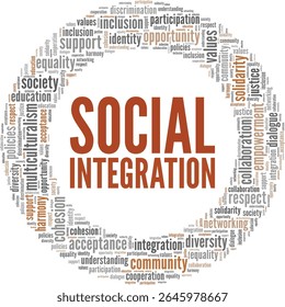 Social Integration word cloud conceptual design isolated on white background.