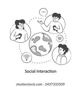 Social Interaction Flat Style Design Vector illustration. Stock illustration
