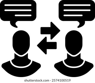 Social interaction Icon - Black Filled Style - Neuroscience Theme